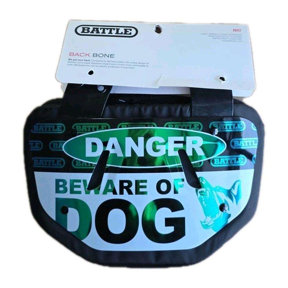 Battle Sports Beware of‎ Dog Chrome Football Back Plate Adult New. Read
